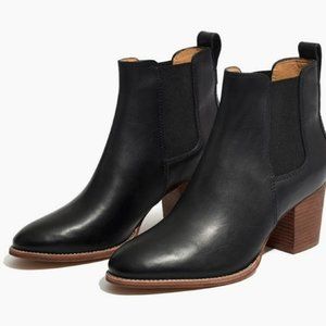 Madewell The Regan Boots Heel Chelsea Boots Black Leather Women Size 9.5